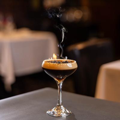 A flaming cocktail.