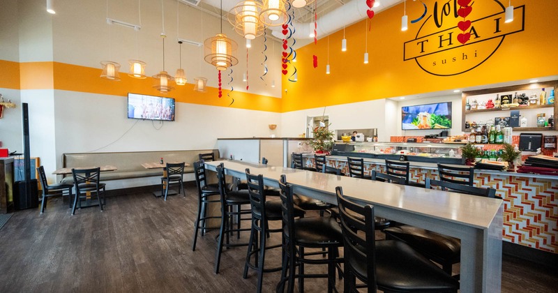 Interior, wide view, dining area