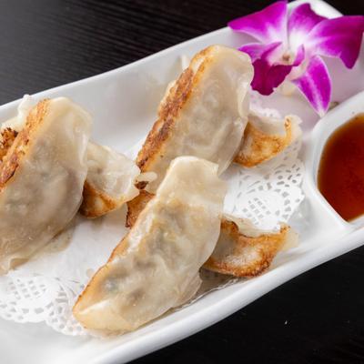 Gyoza with dip.