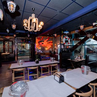 Dining room with nautical decor.