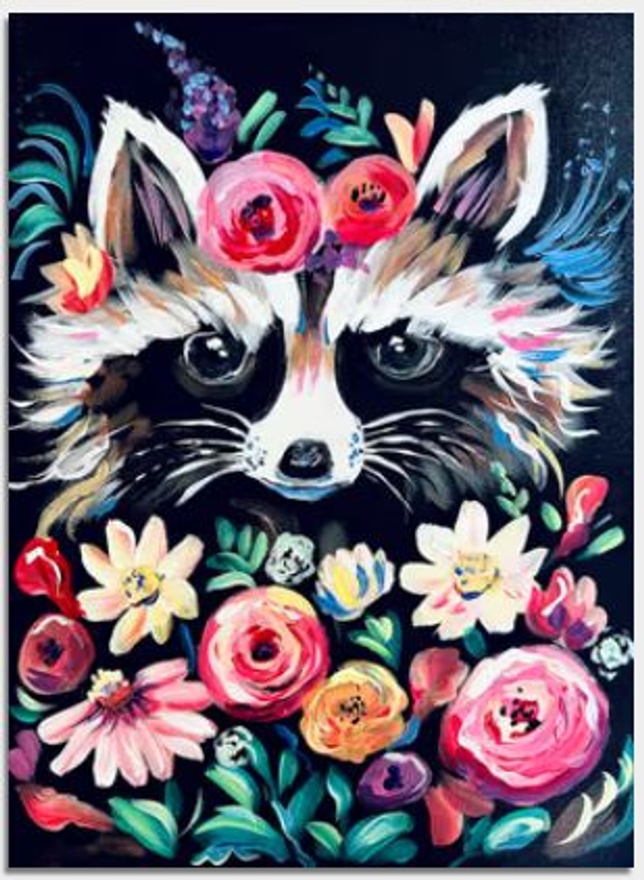 Paint Nite: Raccoon & Roses event photo