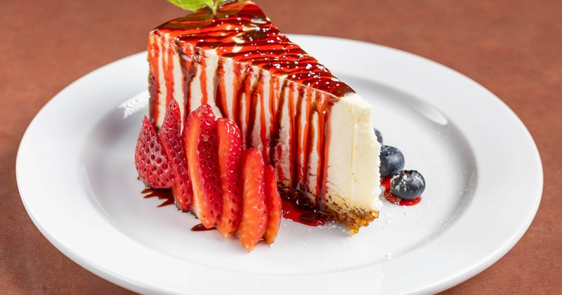 Cheesecake piece, served