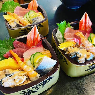 Sashimi lunch boxes.
