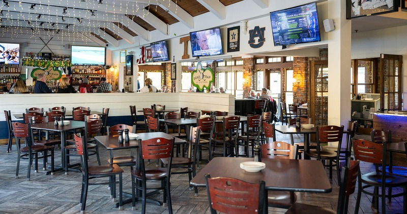 Restaurant interior, dining area ready for guests