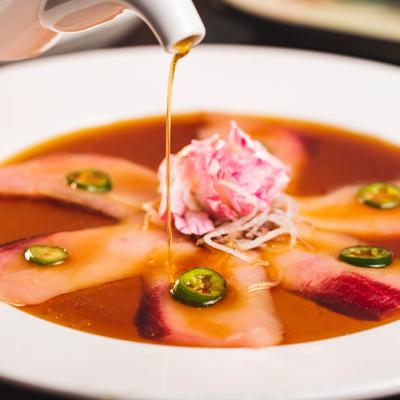 Yellowtail Jalepeño, with ponzu sauce and extra virgin olive oil