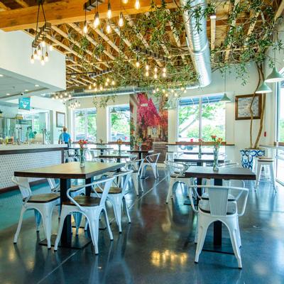 Interior, tables lined up