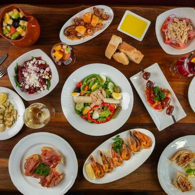 Assorted food dishes.