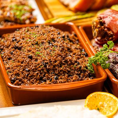 A side of Rice and black beans.