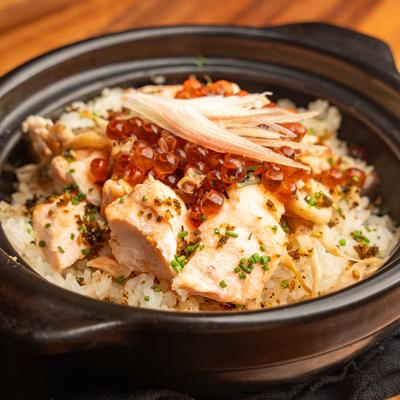 Japanese koshihikari rice with roasted Scottish salmon.