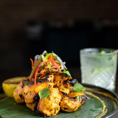 The Chicken Tikka Chipotle, served, side view