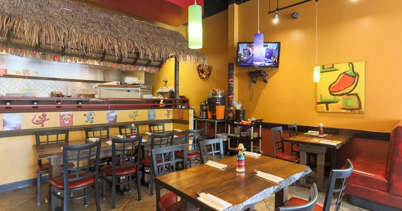 Interior dining area, colorful decorations