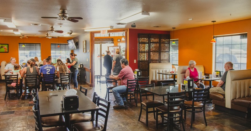 Interior, guests dining