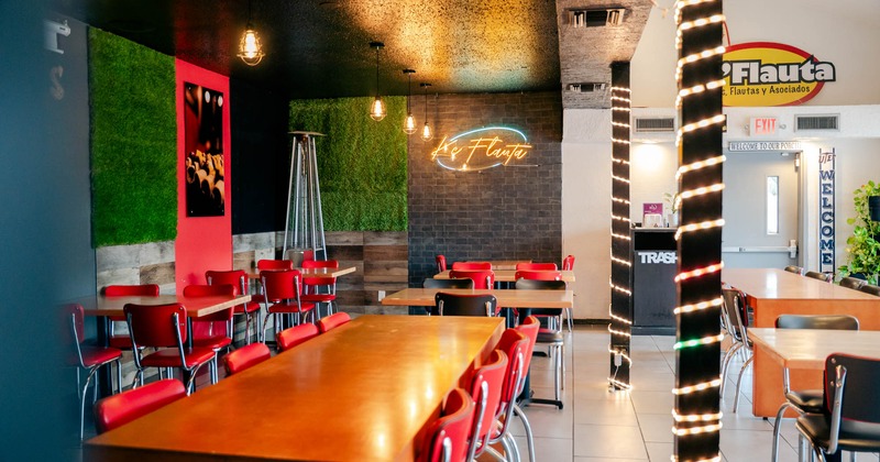 Interior, tables ready for guests