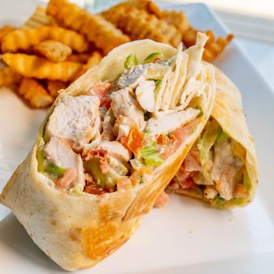 Buffalo Chicken wrap and fries.