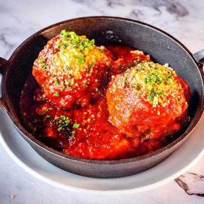 Meatballs in tomato sauce.