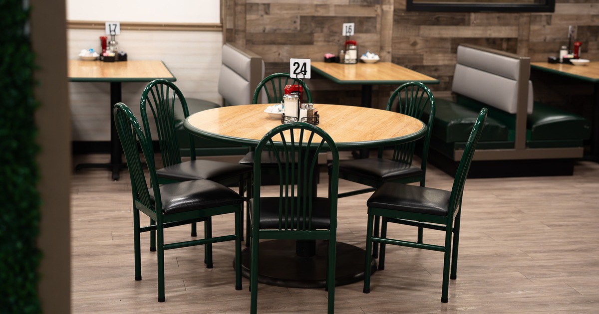 Round dining table for six guests