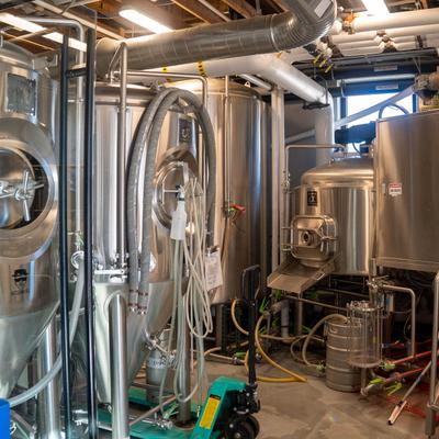 Brewing tanks.