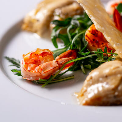 Chilled cooked shrimp.