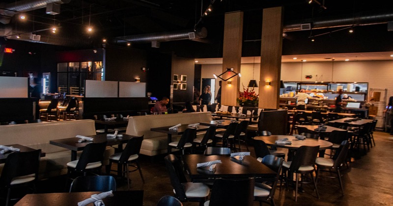 Interior, dining area, tables ready of guests