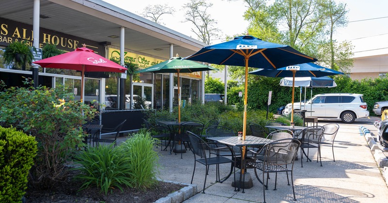 Exterior, seating area near entrance