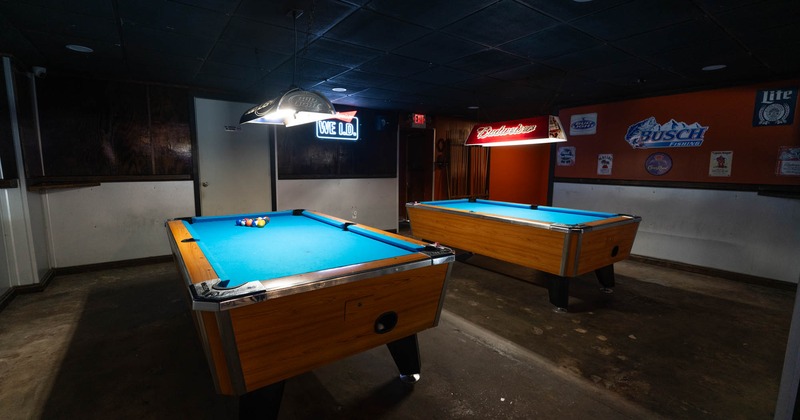 Interior, pool tables