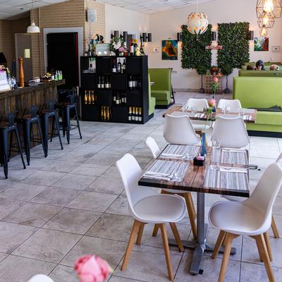Restaurant interior, dining area.