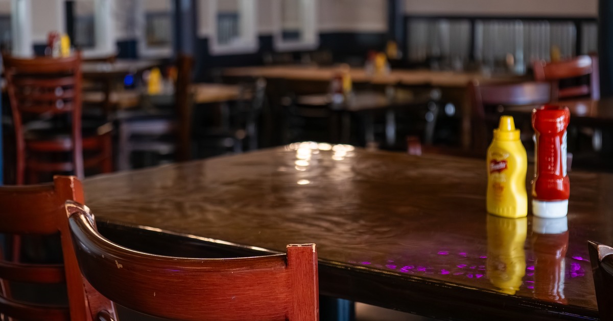 Interior, diner area, tables, chairs, close up