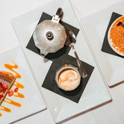 Affogato coffee served with desserts.