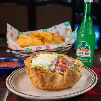 Taco Salad in a tortilla bowl.
