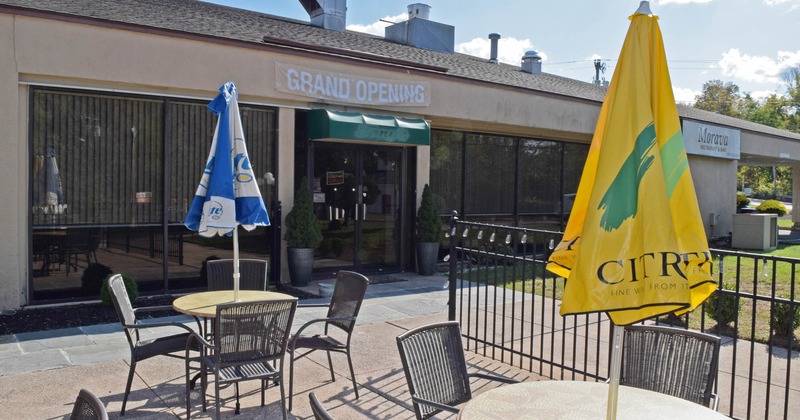 Exterior, chairs, tables and parasols