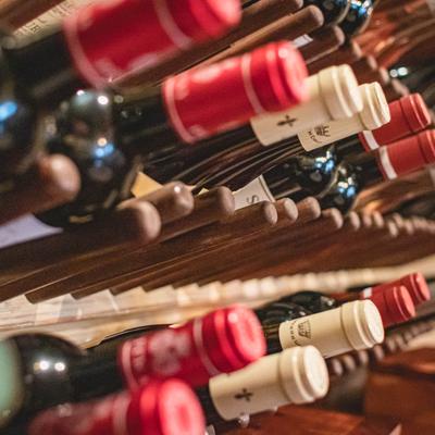 Bottles of wine on display