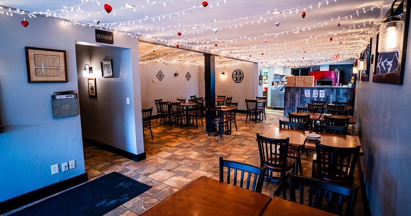 Restaurant interior, dining area with  dining tables
