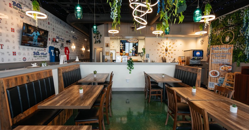 Interior, seating area with an ordering counter in the back