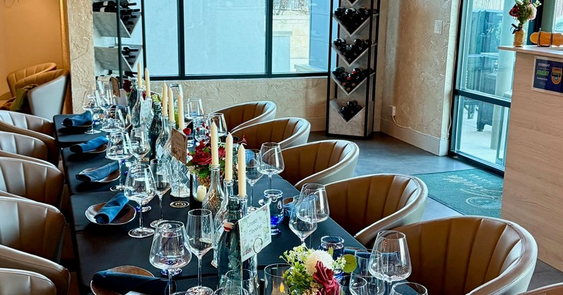 Interior, tables ready for guests