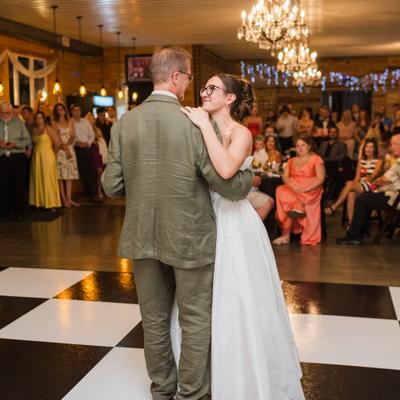 Wedding Dance in the Barrel Room at Next Chapter Winery.