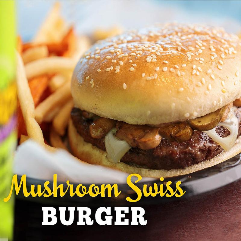 menu item 2 of 23, Combo 2 - Mushroom Swiss Burger or Blue Cheeseburger