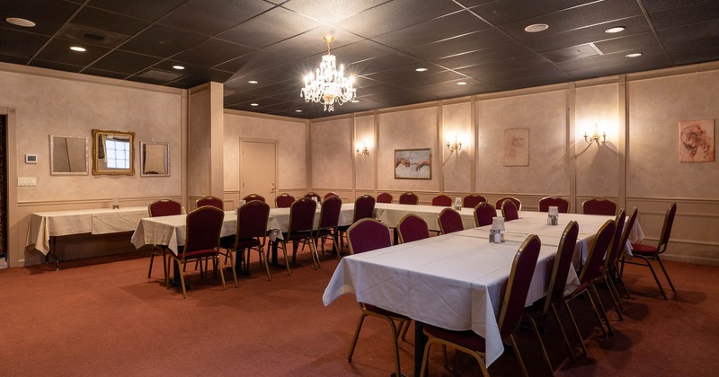 Interior, tables in conference room