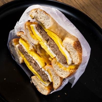 Bagel sandwiches, served.