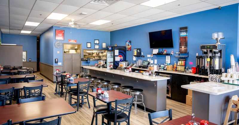 Dining area with a bar