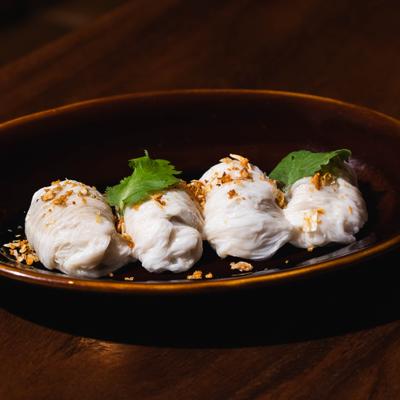 Rice dumplings served on the table.