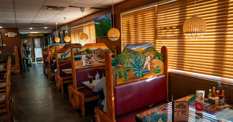 Interior, tables ready for guests