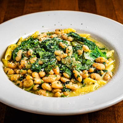 Greens and Beans with pasta.