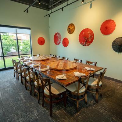 A large dining table.