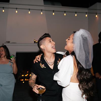 People smiling and celebrating.