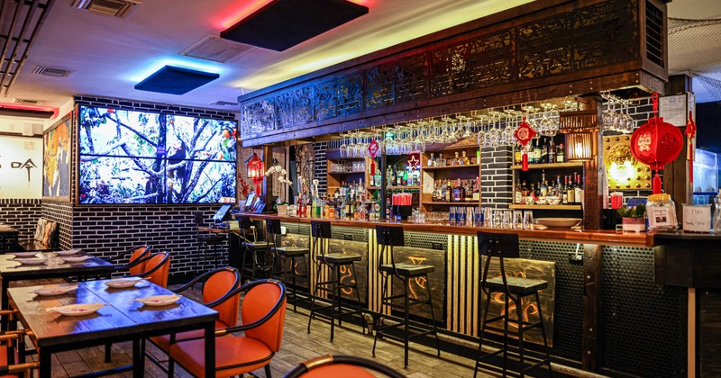 Bar area and dining area