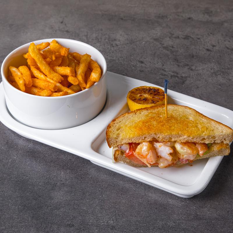 menu item 72 of 111, 1/2 Teriyaki Grilled Shrimp Sandwich Duet Special