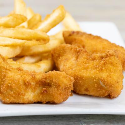 Chicken fingers and fries.