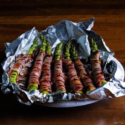 Fire - Roasted Prosciutto Wrapped Asparagus.