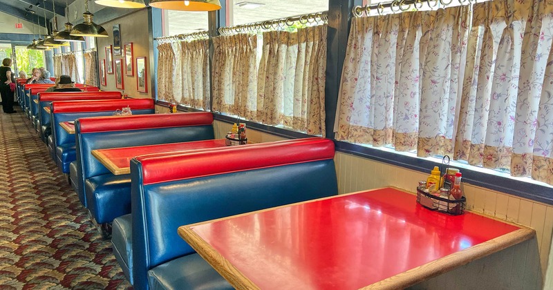 Interior dining area, seating booths