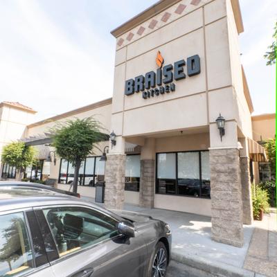 Exterior, view of the restaurant and parking lot.